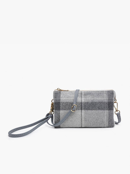 M013-PLD Riley Plaid 3 Compartment Crossbody/Wristlet
: Beige - Lulu Bella Boutique