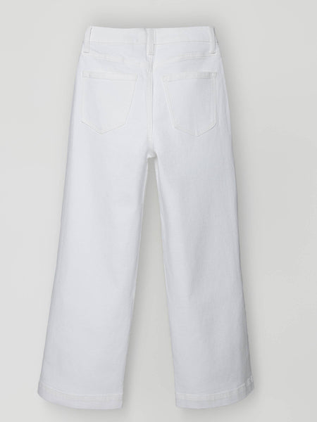 HIGH RISE PATCH POCKET OPTIC WHITE WIDE LEG JEANS T7504WH: OPTIC WHITE / 24 - Lulu Bella Boutique