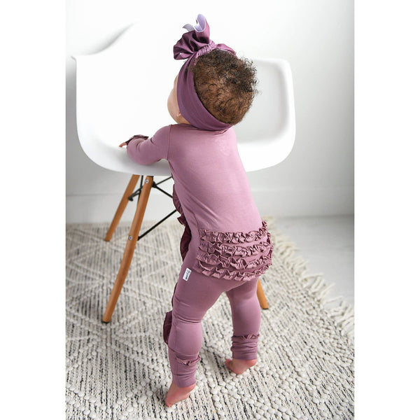 Bamboo Baby Pajama Sleepies Little Baby Ruffle Zip Kate Mauve: Newborn