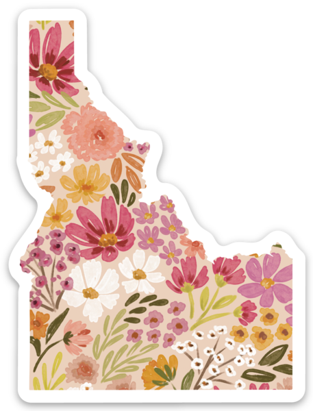 Idaho Floral State Sticker, 3x3 in.: Countryside Blooms - Lulu Bella Boutique