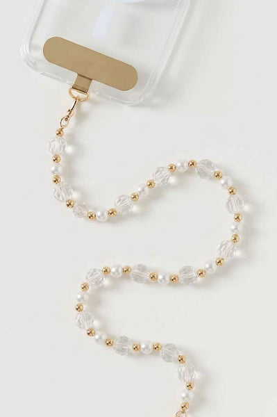 Pearl and Faceted Crystal Beaded Lanyard