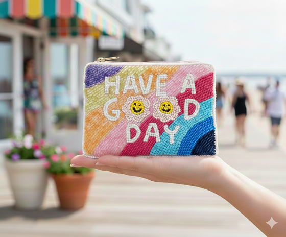 Ladies Have a Good Day Fully Beaded Coin Purse