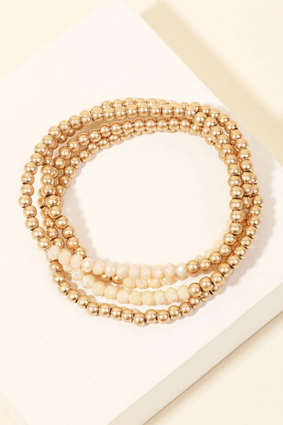 Layered Metallic Beaded Bracelet Set: WGNAT - Lulu Bella Boutique