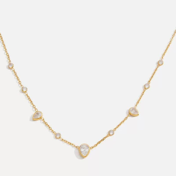 18K STAINLESS STEEL TARNISH FREE CZ NECKLACE | 40NK9693: GOLD - Lulu Bella Boutique