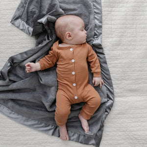 SATIN BORDER RECEIVING BLANKETS: Gray - Lulu Bella Boutique