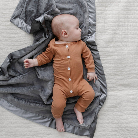 SATIN BORDER RECEIVING BLANKETS: Gray - Lulu Bella Boutique