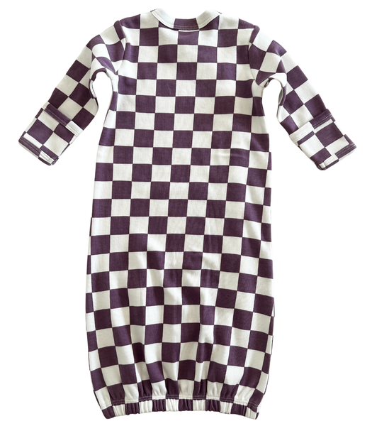 Berry Cheesecake Checkerboard / Organic Gown: ONE SIZE