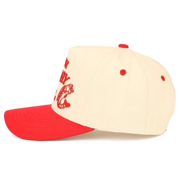 C.C CATCH OF THE DAY Embroidered Letter Two Tone Trucker Hat: Red - Lulu Bella Boutique