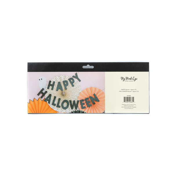 HNT803 - Happy Halloween Black Glitter Banner - Lulu Bella Boutique