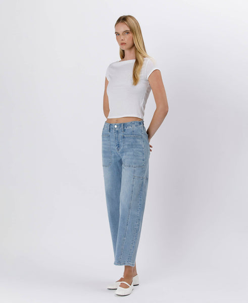 SUPER HIGH RISE ELASTIC BAND BARREL JEANS F5831: ACCOMPLISHMENTS / 24 - Lulu Bella Boutique