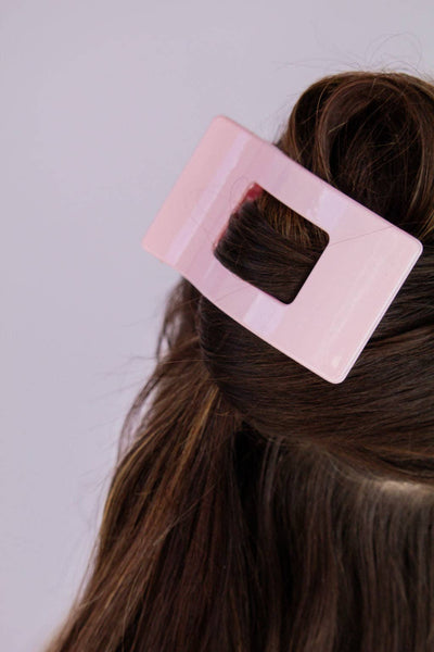 Rectangle Cutout Claw Clip: Pink - Lulu Bella Boutique