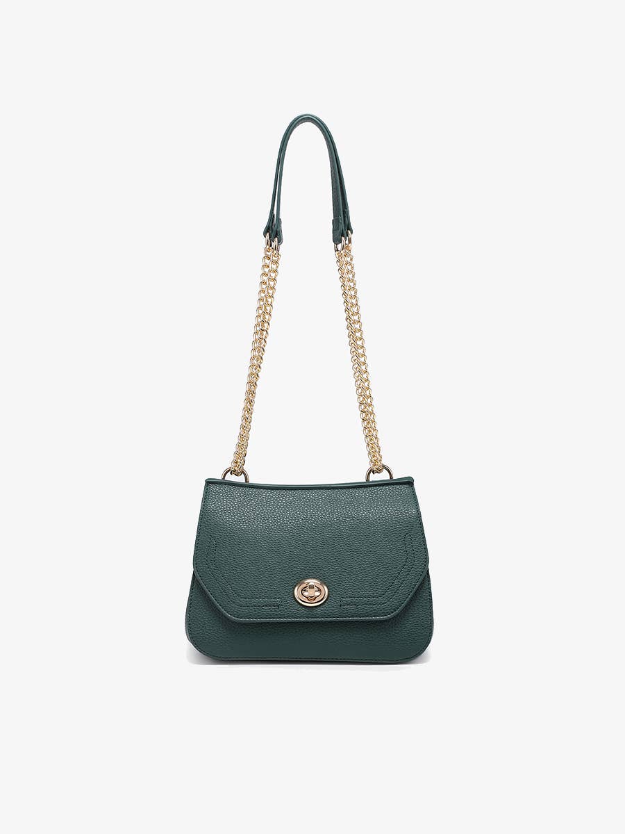 M2767 Lottie Twist Lock Crossbody Bag w/ Chain Strap: Hunter Green - Lulu Bella Boutique