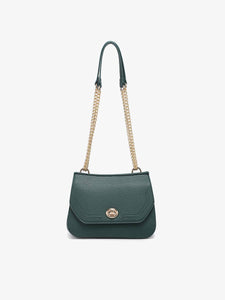 M2767 Lottie Twist Lock Crossbody Bag w/ Chain Strap: Hunter Green - Lulu Bella Boutique