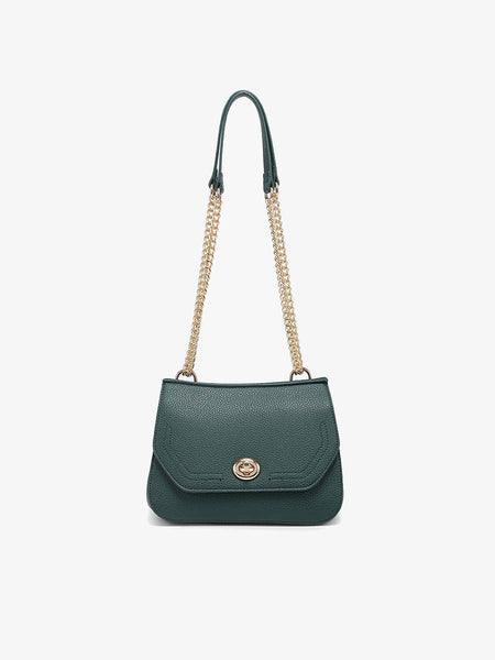 M2767 Lottie Twist Lock Crossbody Bag w/ Chain Strap: Hunter Green - Lulu Bella Boutique