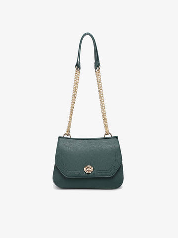 M2767 Lottie Twist Lock Crossbody Bag w/ Chain Strap: Hunter Green - Lulu Bella Boutique