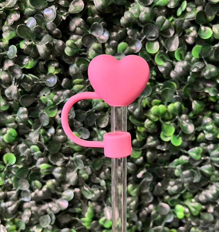 Large Heart Straw Toppers: Pink