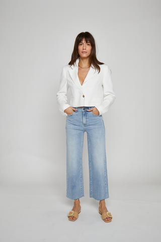 Aberdeen Ankle Crop High Rise Jean, Light Indigo Worn : Standard / 31 - Lulu Bella Boutique
