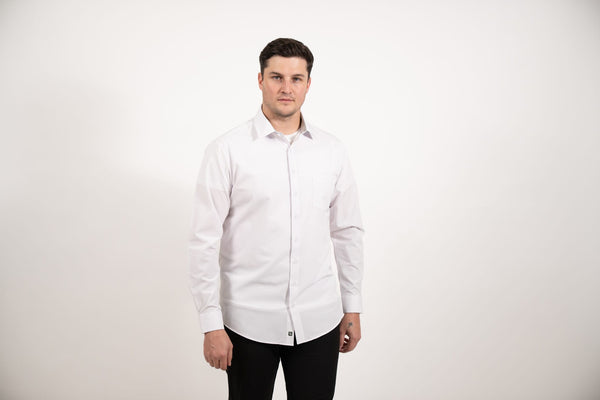 White Hustle Dress Shirt - Long Sleeve: Slim