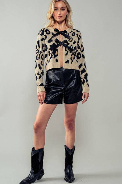 Animal Print Coquette Cardigan