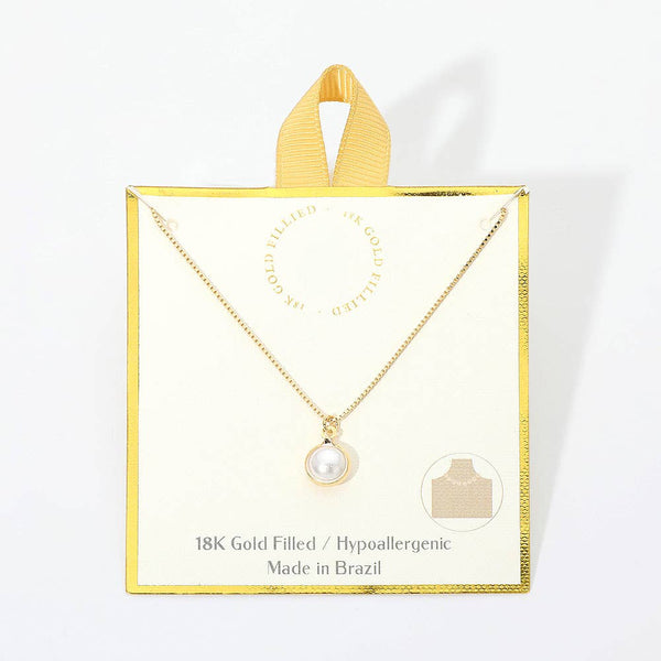 18K Gold Filled Minimalist Pearl Pendant Necklace