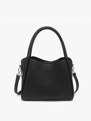 Sasha Structured Satchel w/ 3 Compartments: Black