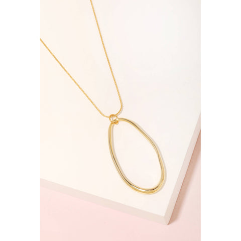 Oval Cutout Pendant Necklace: G - Lulu Bella Boutique