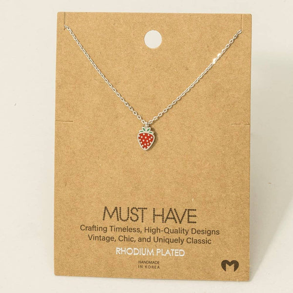 Gold Dipped Epoxy Strawberry Pendant Necklace: G - Lulu Bella Boutique