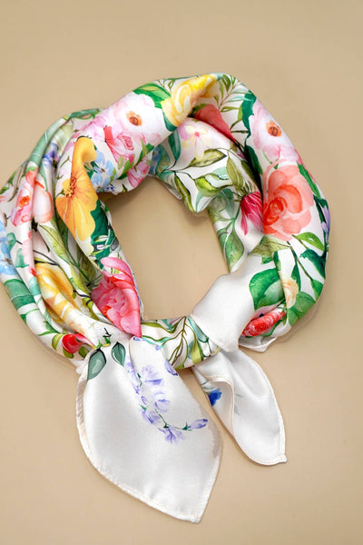 LARGE FLORAL PRINT BANDANA SCA: White