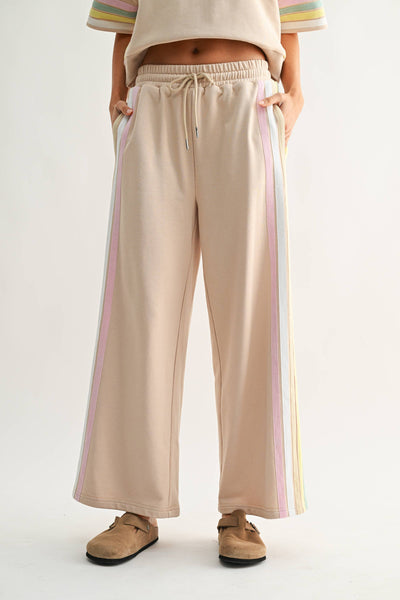 Game Day Pastel Stripe Luxe Lounge Set: IVORY MULTI - Lulu Bella Boutique