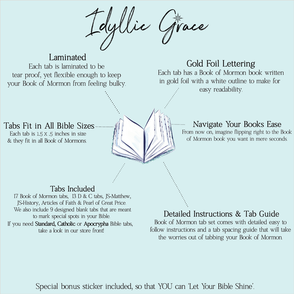 Book of Mormon Bloom With Grace Gold Foiled Tabs - Lulu Bella Boutique