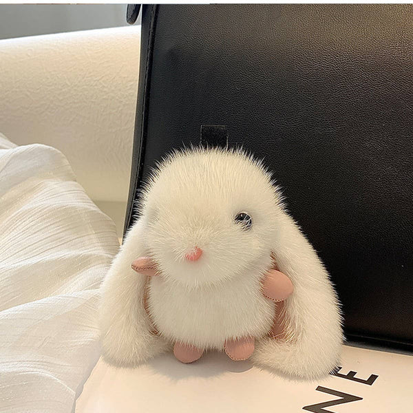 CUTE LONG-EARED BUNNY BAG PENDANT KEYCHAIN_CWMM2485: White / (OS) 1 - Lulu Bella Boutique