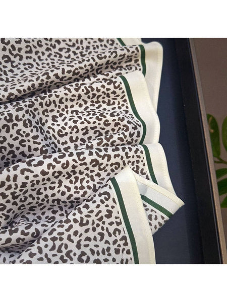 Leopard Print Contrast Border Triangle Bandana: Orange