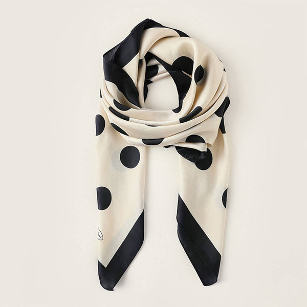Women’s 35" Polka Dot Silky Wrap Neck Scarf_CWASC0207: Beige / (OS) 1 - Lulu Bella Boutique