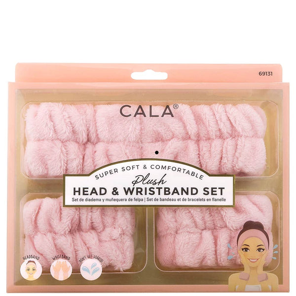 CALA PLUSH HEADBAND AND WRISTBAND SET PEACH, 69131: - - Lulu Bella Boutique