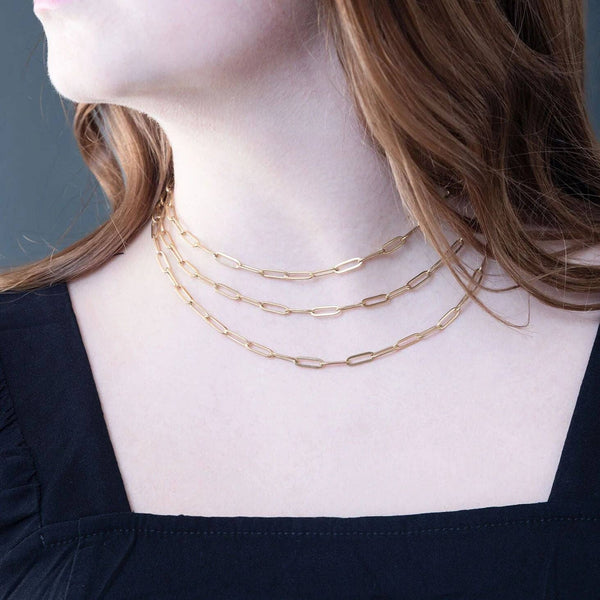 14K Gold Filled PLUS™ Paperclip Chain Necklace 4mm: Gold / 16"+2"