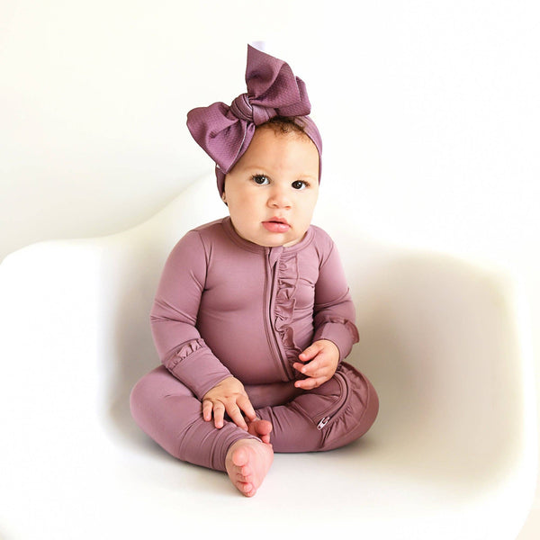 Bamboo Baby Pajama Sleepies Little Baby Ruffle Zip Kate Mauve: Newborn