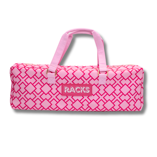 Mahjong Rack Bag  |  Fits 20" Racks + Folded Mat : Stripes- Pink & Red Rack Bag