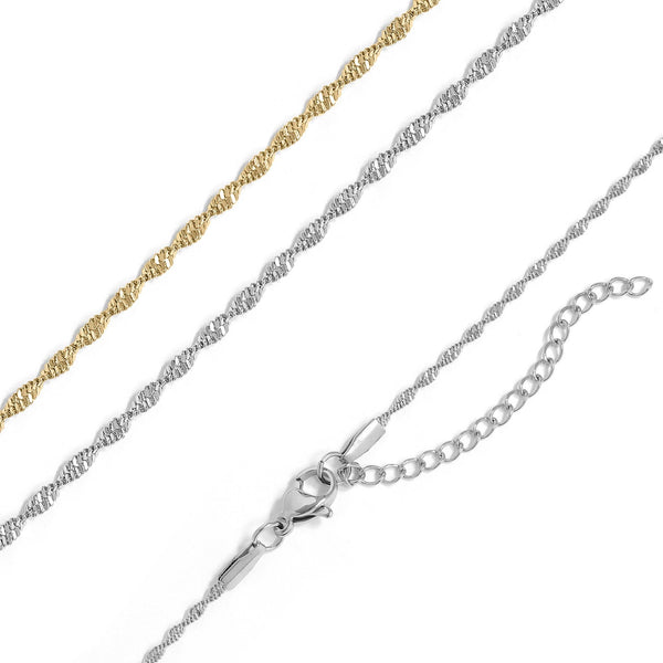 Stainless Steel Gold Singapore Dainty Chain Necklace: Gold / 18+2" - Lulu Bella Boutique