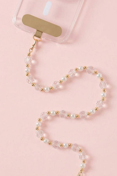 Pearl and Faceted Crystal Beaded Lanyard
