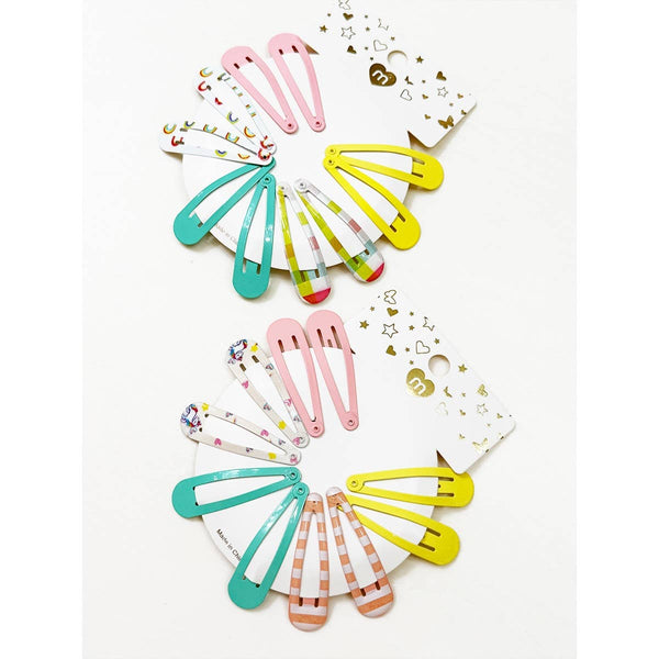 Variety Prints and Solid Mixed Snap Clip Set: MIX COLOR / ONE(12) - Lulu Bella Boutique