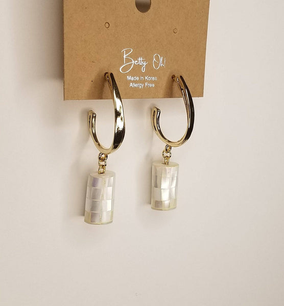 Sea Shell Mosaic Charm Hoop: White