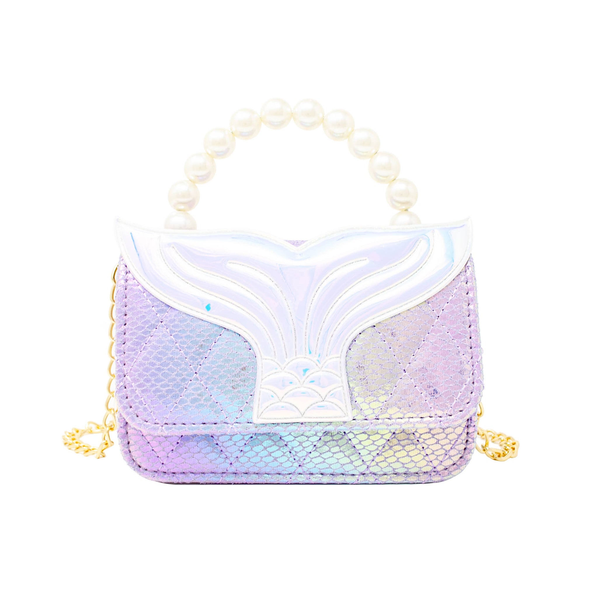 Mermaid Tail Pearl Handle Bag: Purple