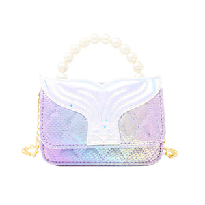 Mermaid Tail Pearl Handle Bag: Purple