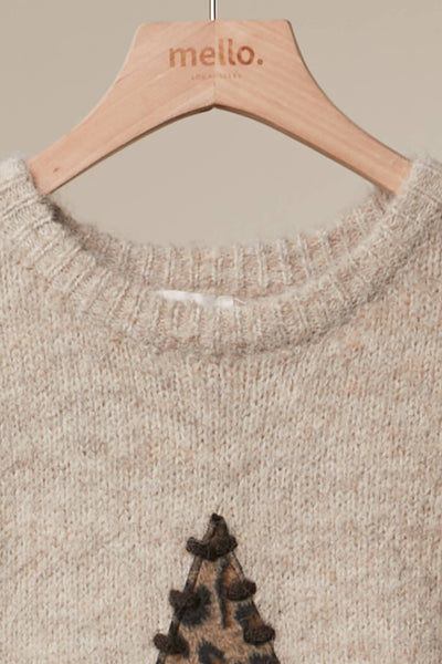 Bold Star Detail Knit Sweater: Coffee