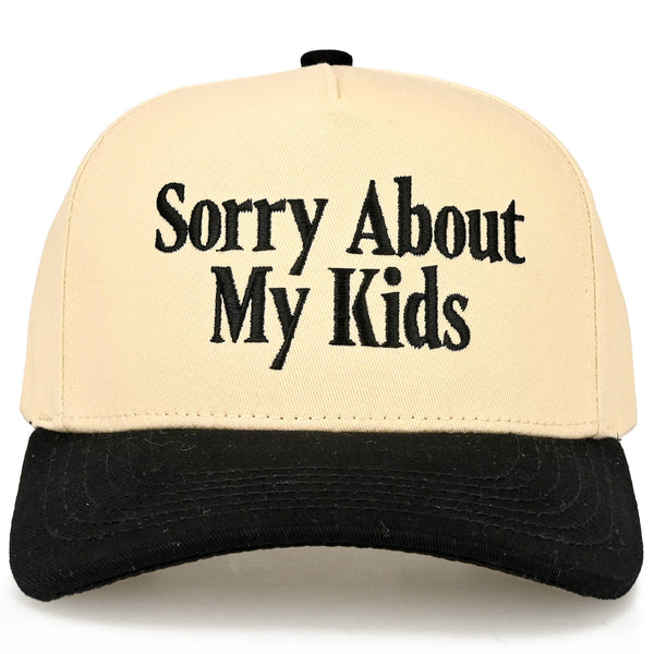 C.C SORRY ABOUT MY KIDS Letter Two Tone Trucker Hat: Black - Lulu Bella Boutique