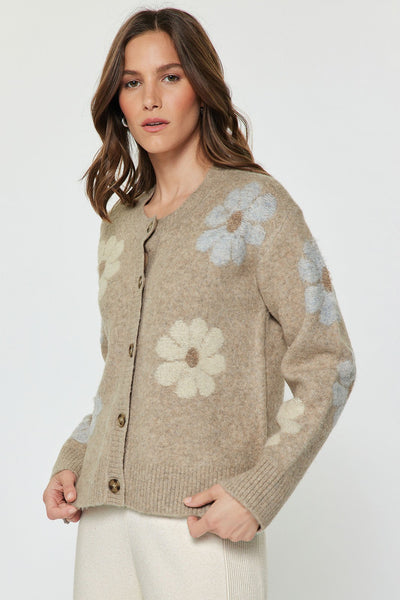 Daisy Floral Knit Sweater Cardigan