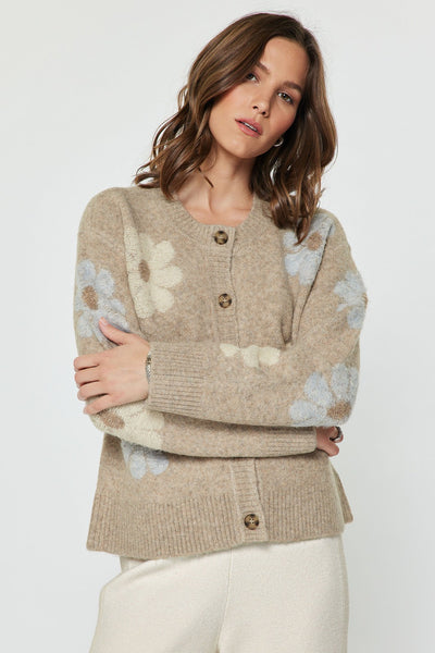 Daisy Floral Knit Sweater Cardigan