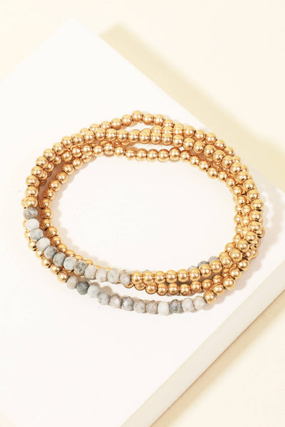 Layered Metallic Beaded Bracelet Set: WGNAT - Lulu Bella Boutique