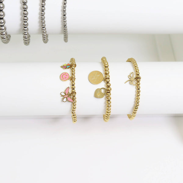 Gold Beaded Stretch Bracelet: 8mm - Lulu Bella Boutique