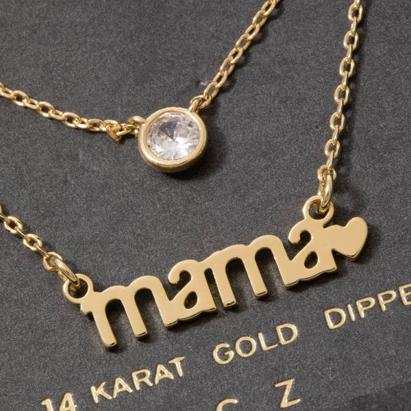 14K Gold Dipped Layered Mama Cz Necklace: GD - Lulu Bella Boutique